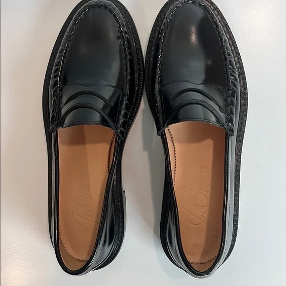 J. Crew Black Leather Penny Loafers Flats - Picture 4 of 4